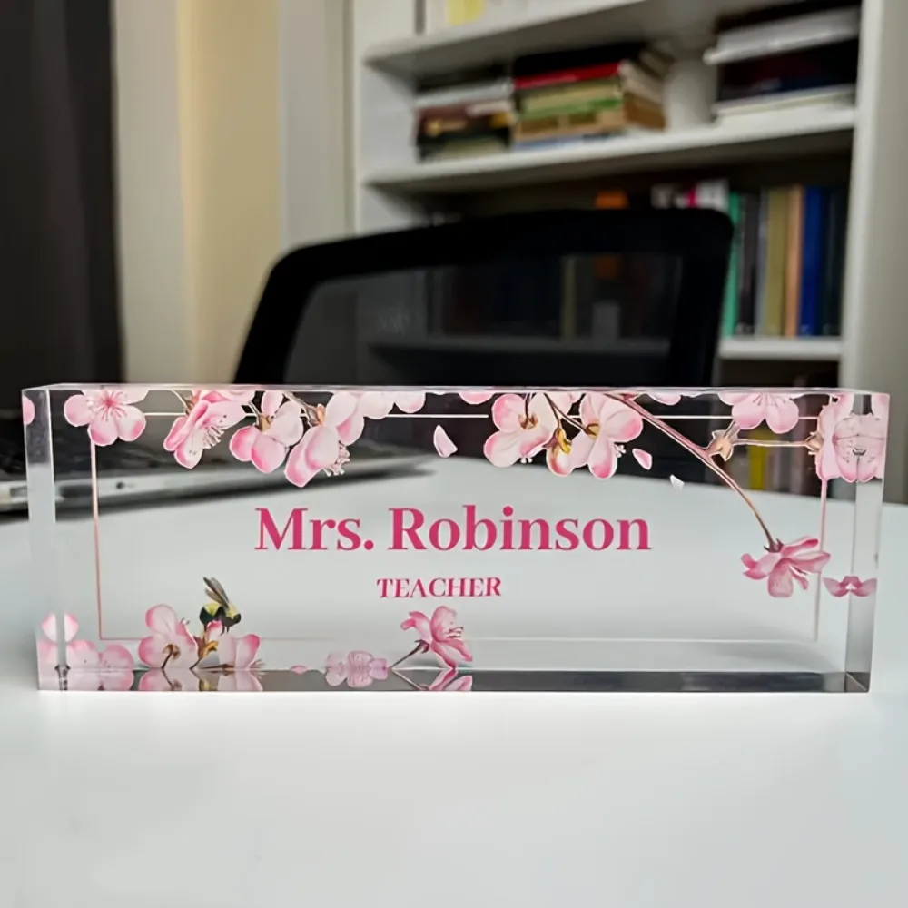 1 Stück Individuelles Blumen-Acryl-Schreibtisch-Namensschild Personalisiertes Büro-/Heim-Dekor Tolles Feiertagsgeschenk für Familie & Freunde