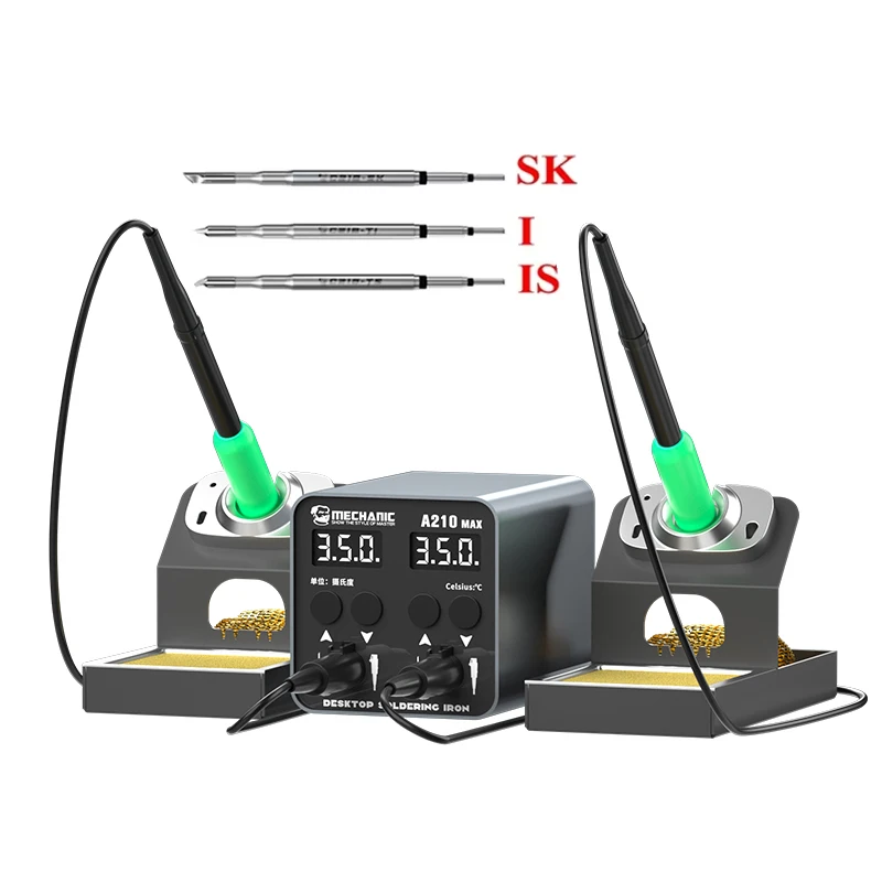 MECHANIC A210 MAX 100W Smart Desktop Soldering Station with Double Handle Base LED Large Display Suitable for C210 Soldering Tip