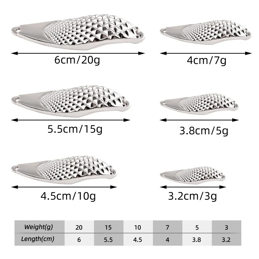 인공 배스 하드 스팽글 페일렛 금속 루어, 워블러 스피너 미끼 스푼, 3g, 5g, 7g, 10g, 15g, 20g, 1 개