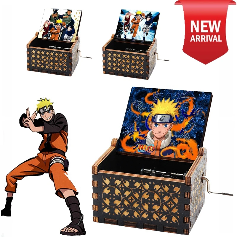 NEW Anime Theme Hand-cranked Wooden Music Box Naruto Series Kakashi Birthday Gift Uzumaki Naruto Children\'s Christmas Gift