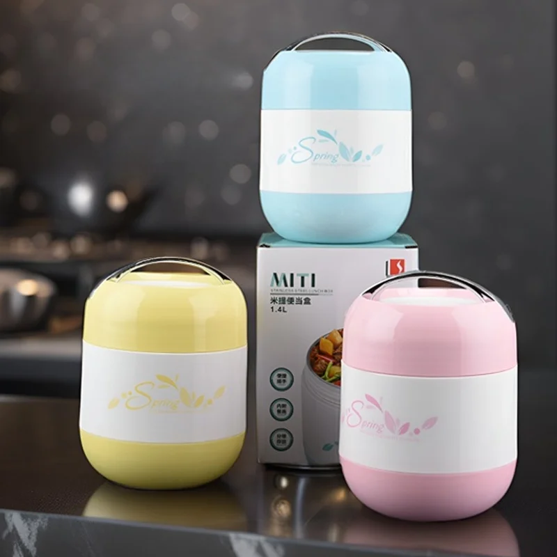 

Portable Stainl Steel Tee-Layer Insulated Lunch Box Student Office Workers Carry Pot Multi-Layer Food Box Korean Sle
