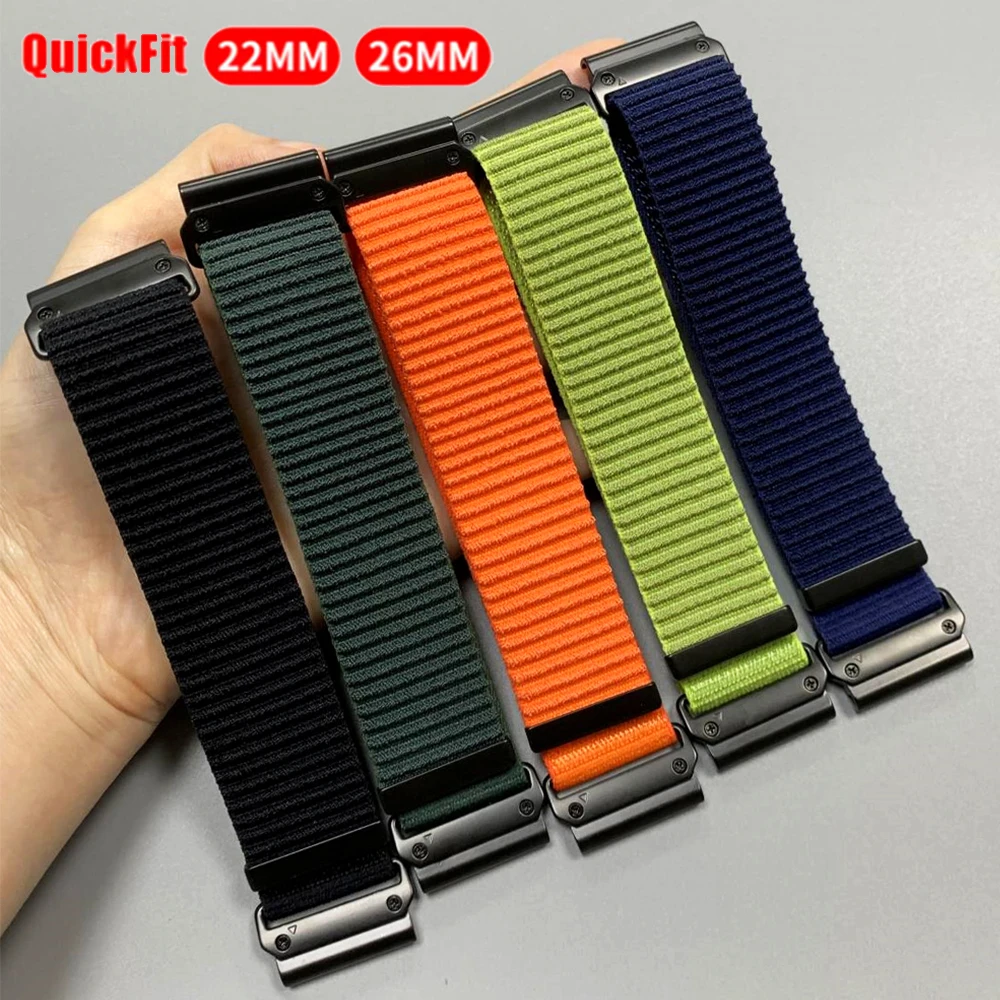 QuickFit 22 26mm Nylon Sport Strap Garmin Fenix 8Pro/Instinct 3 2X Replace Band for Fenix 8 E 7X Pro/Tactix 8/Enduro2 3/epix Pro