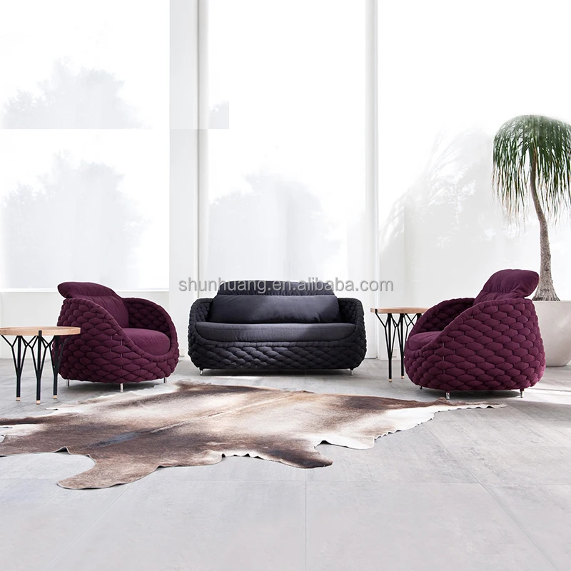 All Hand-made Outdoor Balcony Webbing Furniture Rope Sofa Set Outdoor Furniture Set Sofa & Coffee Table Set