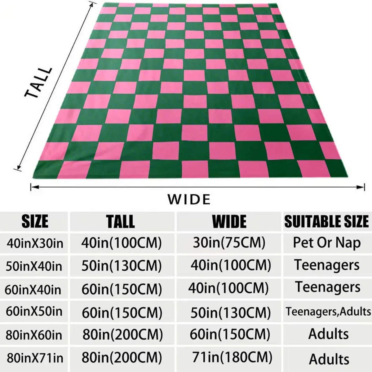 2026 New Flannel Blanket Arrival 1pc Comfortable Plaid Flannel Blanket - Soft, Vibrant Green & Pink Checkered Design, Premium Ho