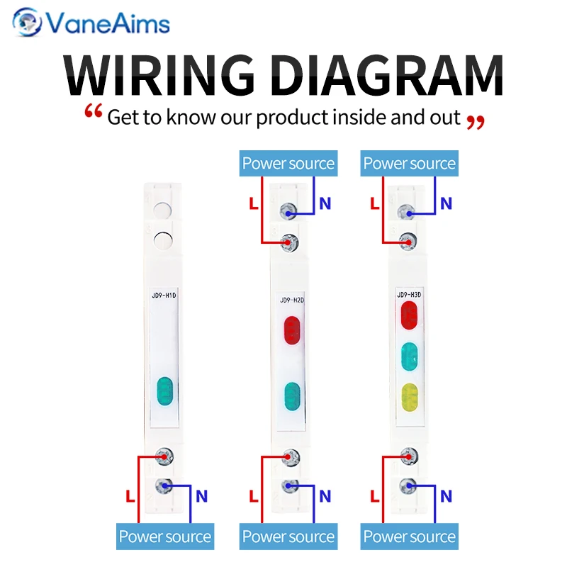 Din Rail Mount LED Signal Lamp 230V 24V 12V AC/DC Modular Indicator Light JD9 50/60Hz Ultra-thin Type Lamp Red Yellow Green Blue image 6