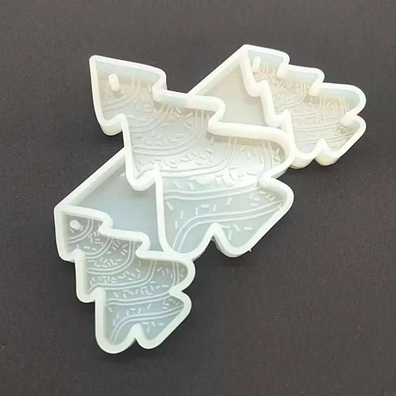 

3-Cavity Christmas Tree Molds Keychain Epoxy Resin Mold DIY Keychain Pendant Jewelry for Christmas Day Party Gifts