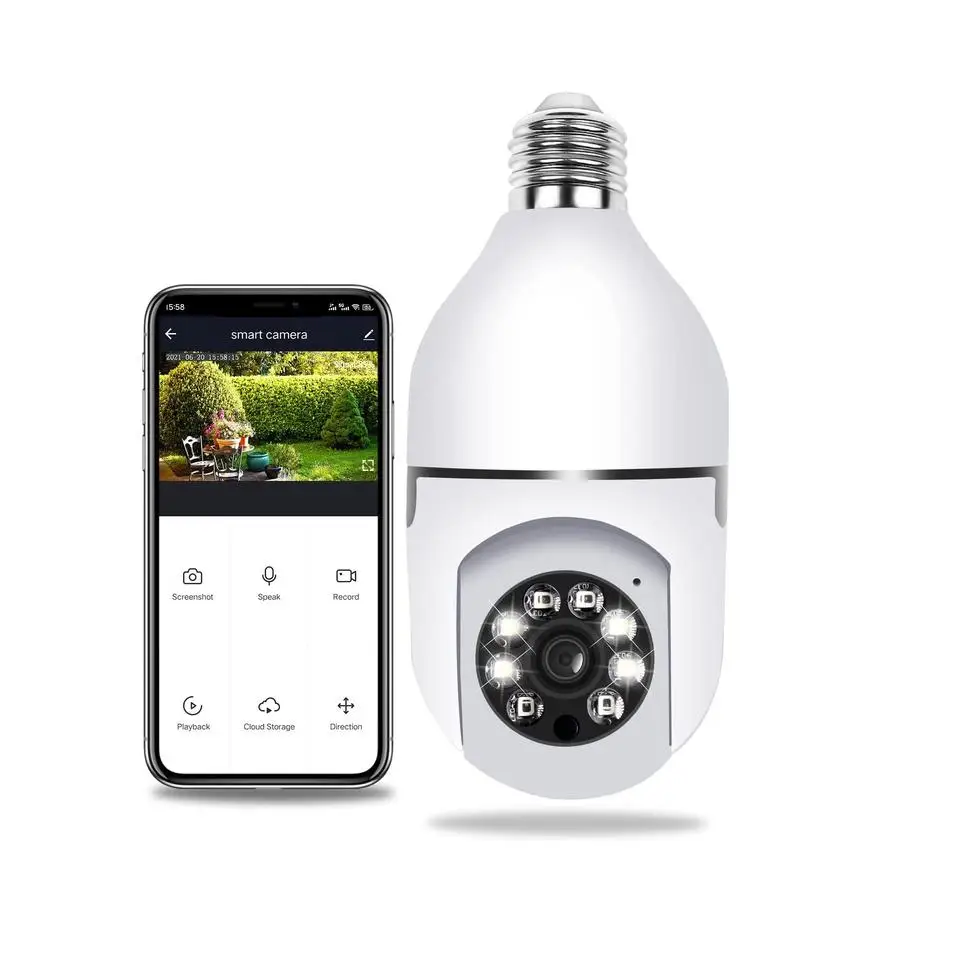2MP Yoosee APP  E27 Lamp Head Socket Wireless PTZ IP Dome Camera AI Humanoid Detection Home Security CCTV Baby Monitor