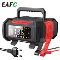 EAFC 15A Newest Car Battery Charger Color Screen Handheld Concealed Wire 12V/24V Charger, Lead-acid, Lifepo4 Universal Charger