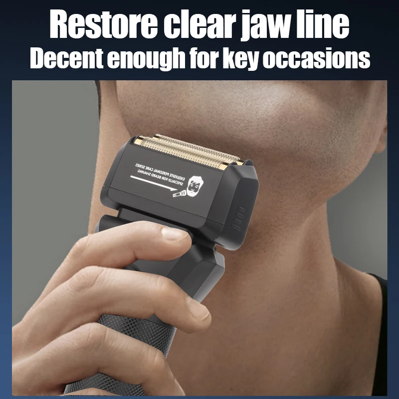 Professional Men's Electric Reciprocating Shaver High Power Double Foil LED Display Cordless Beard Trimmer With Spare Blade Head