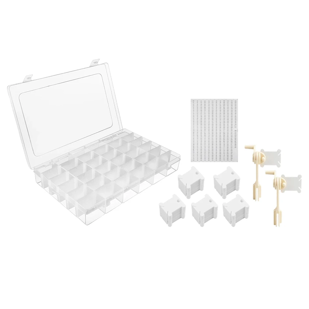 Sewing For Craft Embroidery Floss Organizer with 36 Compartments 200 Bobbins 2 Winders for DIY Cross Stitch Thread Storage