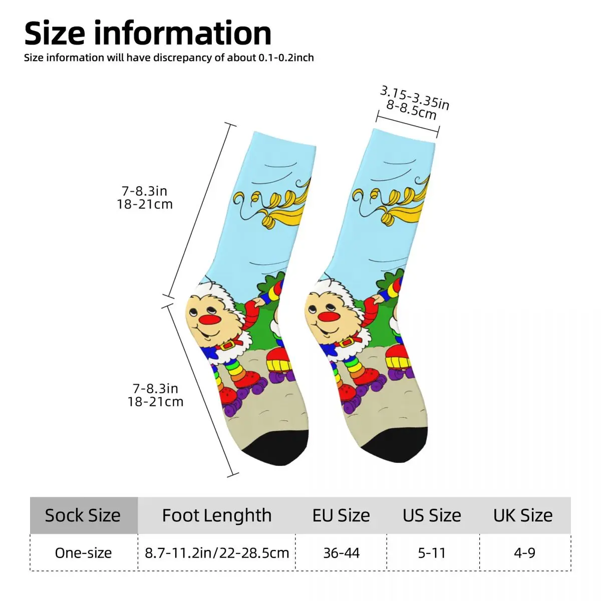 Rainbow Brite Kawaii Socks Gym Cartoon Pattern Socks