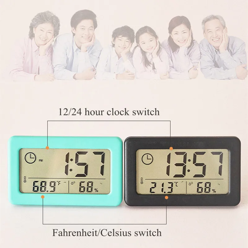 Digital Alarm Clock Thermometer Hygrometer Meter LED Indoor Electronic Humidity Monitor Clock Desktop Table Clocks For Home