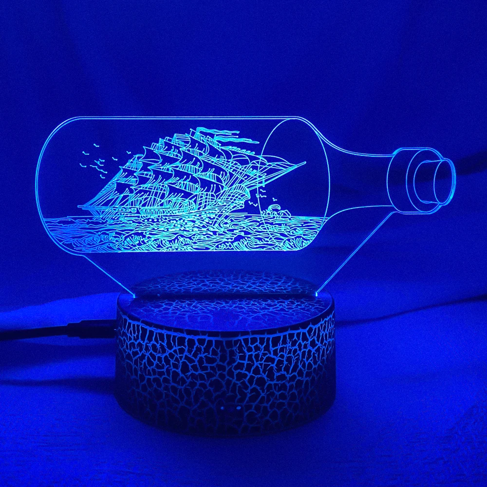 New 3d Led Light Night Creative Drift Bottle Kids Table Lamp Hologram Illusion Bedroom Living Room 7 Colors Usb Led Light Lamps