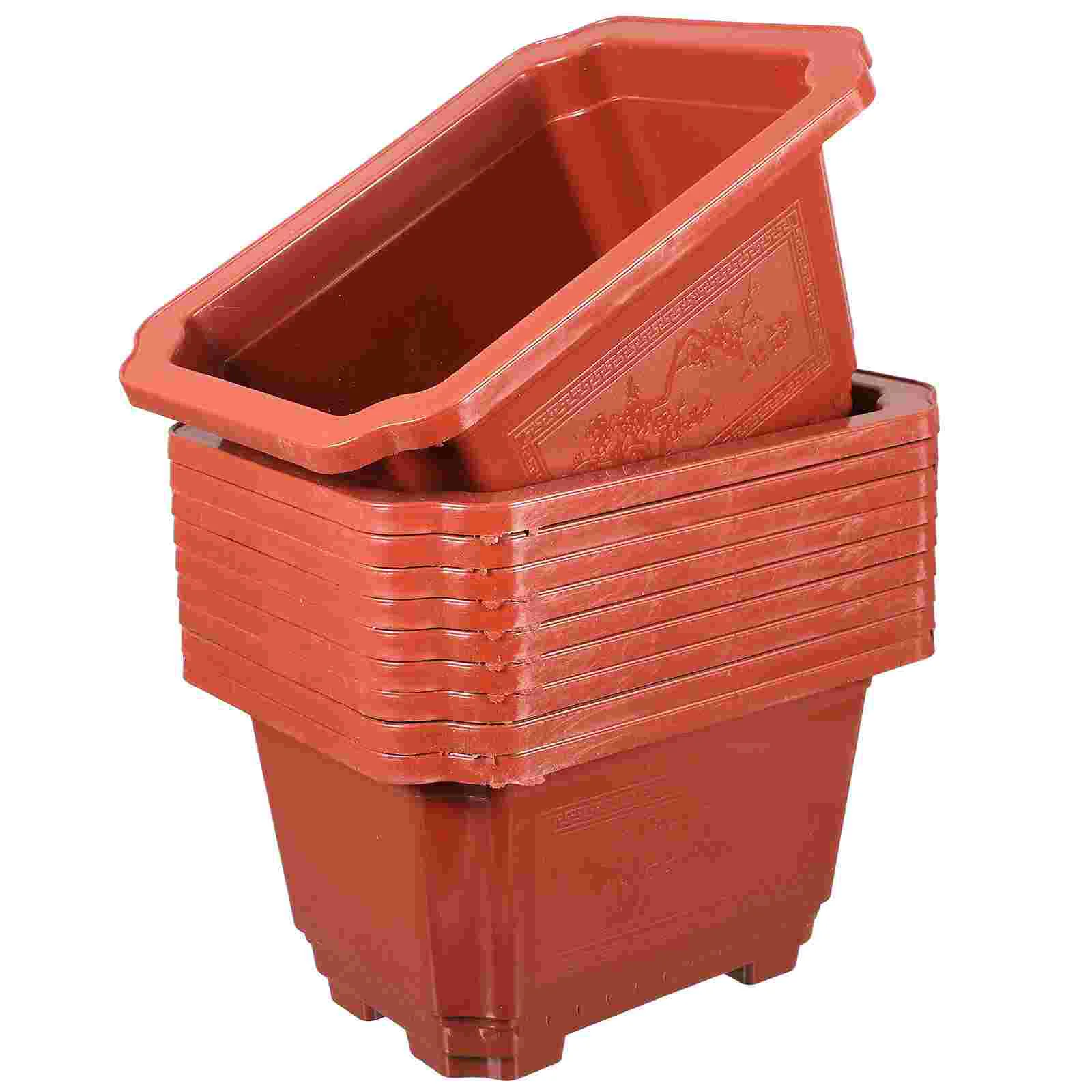 

10 Pcs Flowerpot Gardening Bonsai Container Big Plant Pots Outdoor Rectangular Accessory Plastic