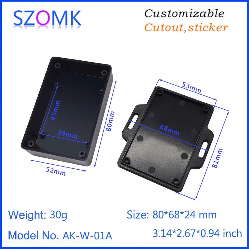 1Piece 81*68*24mm wall mounting electronics plastic enclosure instrument housing case plastic distribution enclosure box