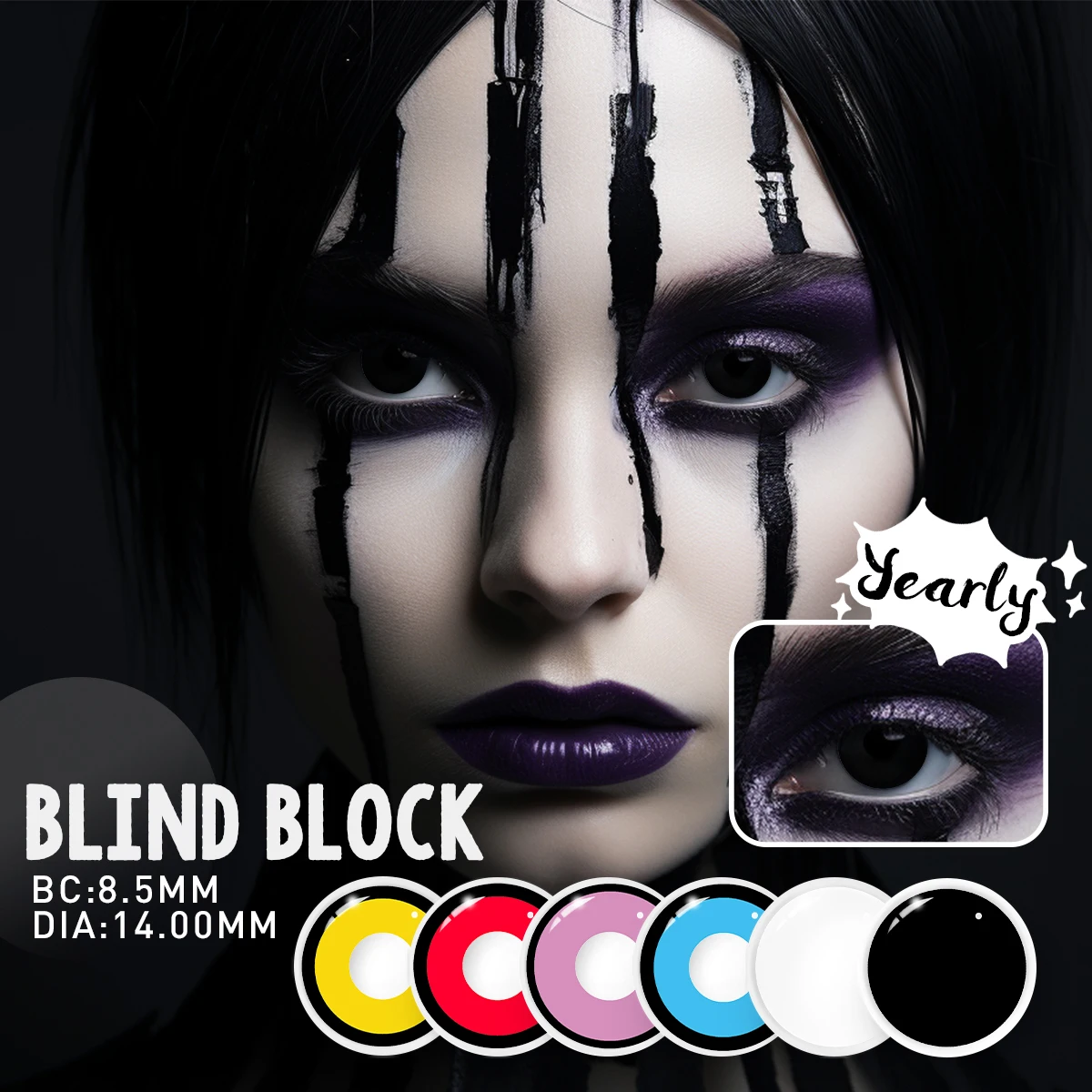 

Black Ring Colored Contact Lenses, Cosplay Special Effect Lens, Soft Wear for Anime Game Character Cos Costume&Themed Party