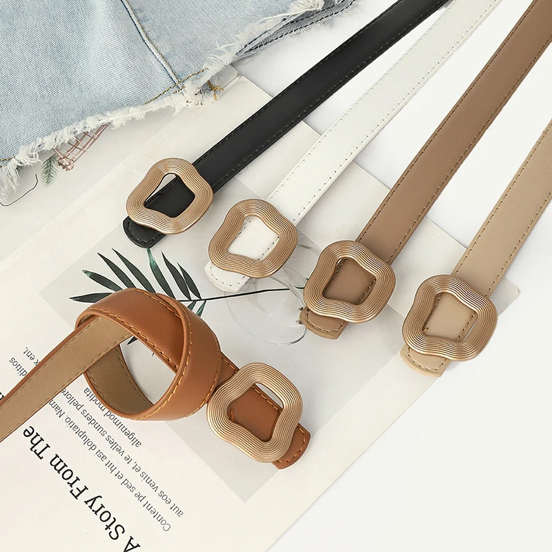 New Korean Version Irregular Geometric Buckle Belt Women's Leather Belt Matching Sweater Decorative Belt Versatile Jeans Belt