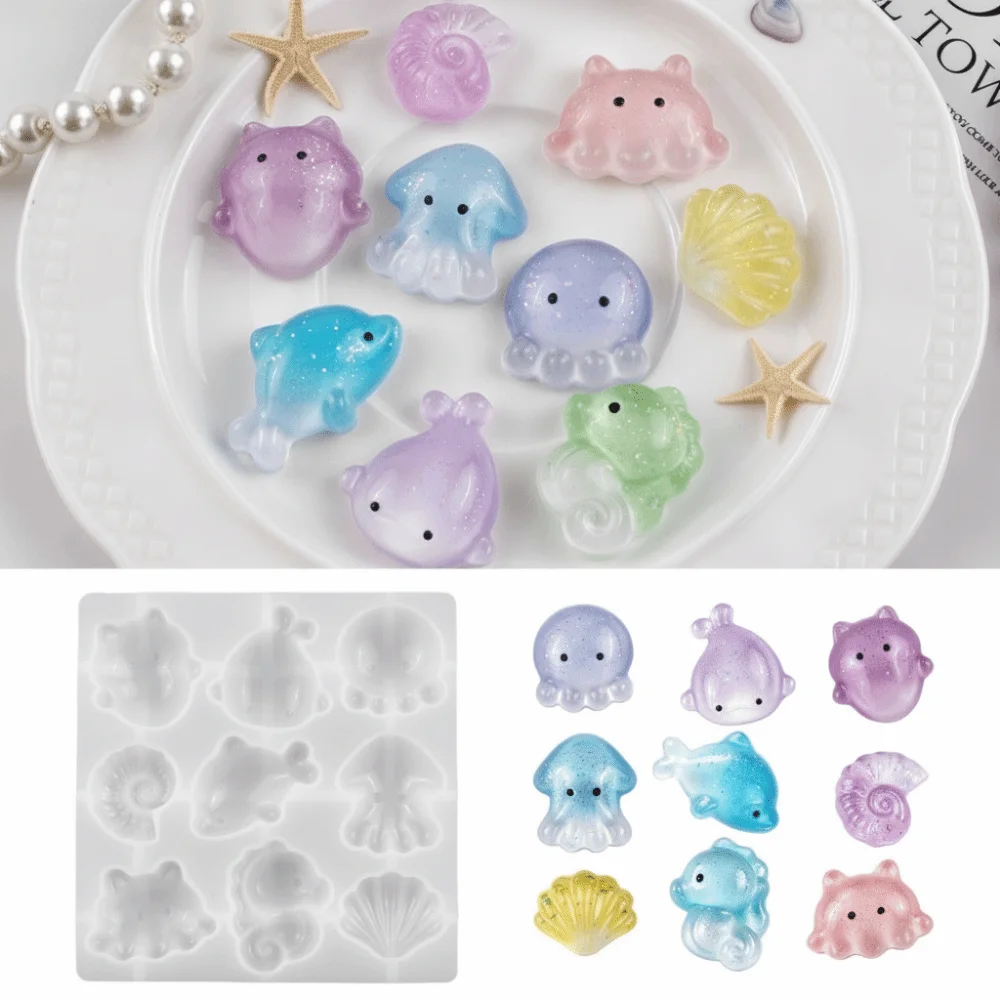 Sea Creatures Silicone Mold DIY Handmade Seahorse Octopus Angel Resin Mold Flexible Reusable Craft Casting Mold Home Art Decor