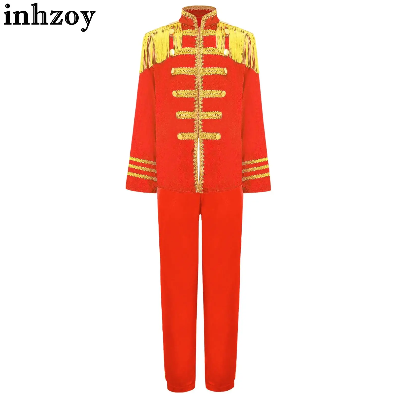 

Children Halloween Party 1960s British Pop-Star Retro Singer Rock Band Musician Cosplay Performance Costume Shirt Tops Pants