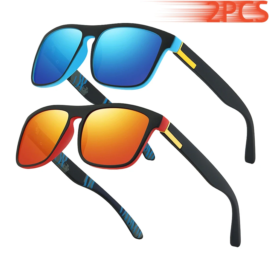 2PCS New Model Vintage Classic Sunglasses Neutral Casual Driving Fishing Colorful Stripe Design Fashion Brand Designer Eyewear
