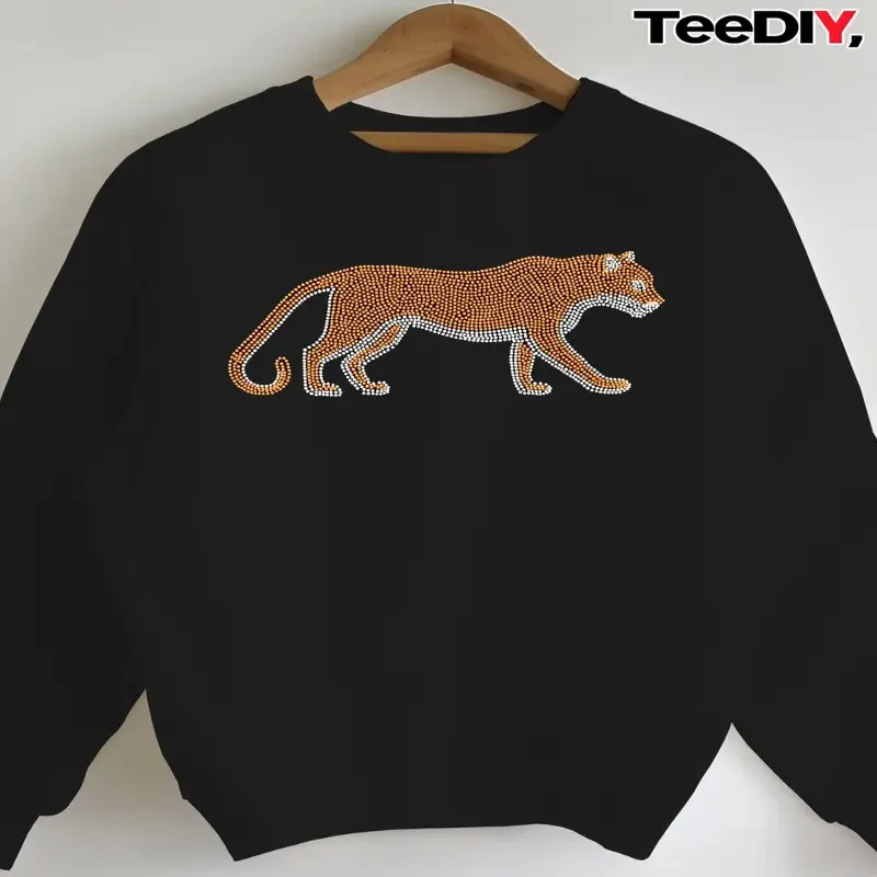 Fall Winter Clothes Female Oversize Sweatshirt Women Plus Size Sparkling Rhinestone Leopard Print Long Sleeve Round Neck Y2k