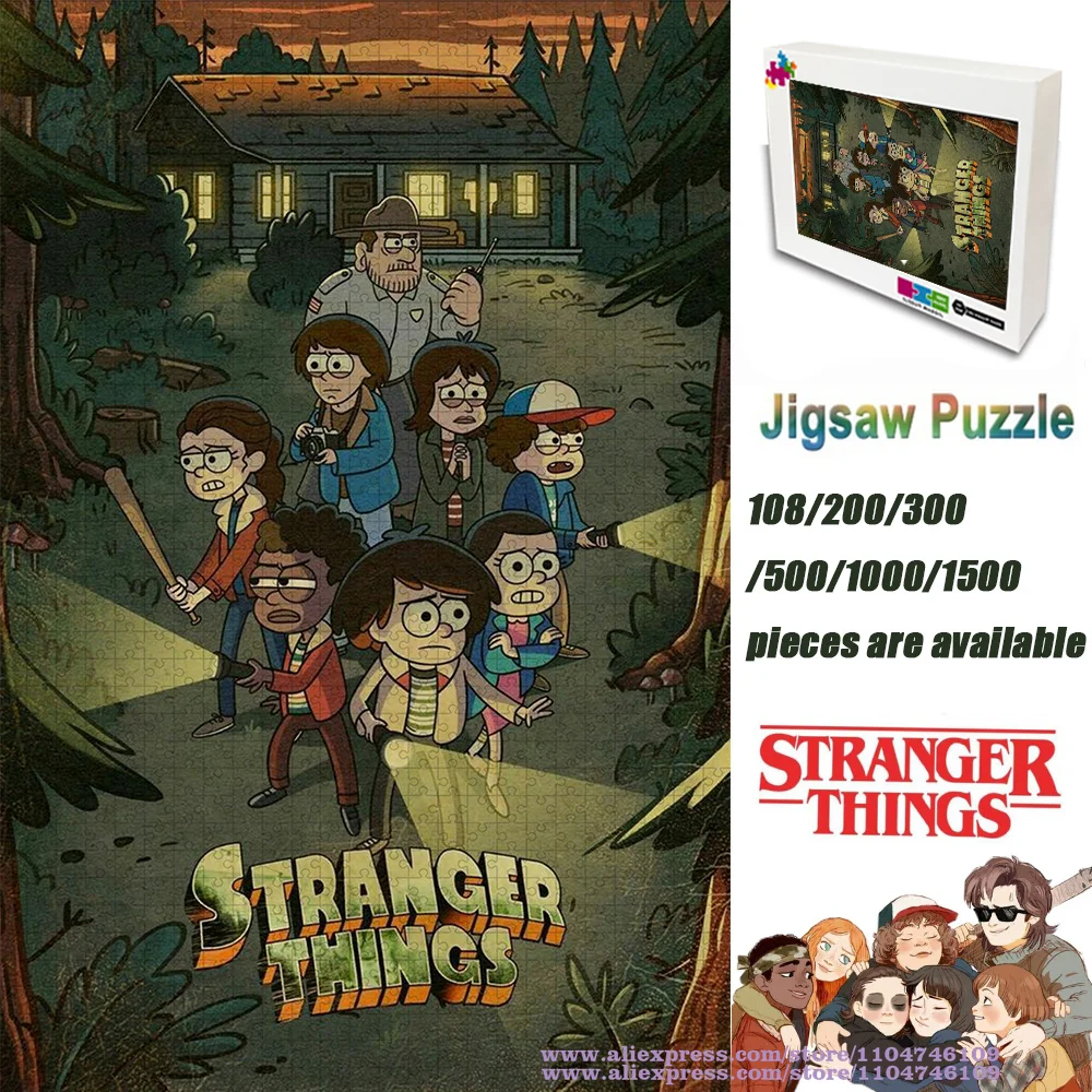 

Stranger Things Puzzle Jigsaw 108/200/300/500/1000/1500Pcs Gift with Box Intelligence Puzzles Birthday Gifts Home Decoration