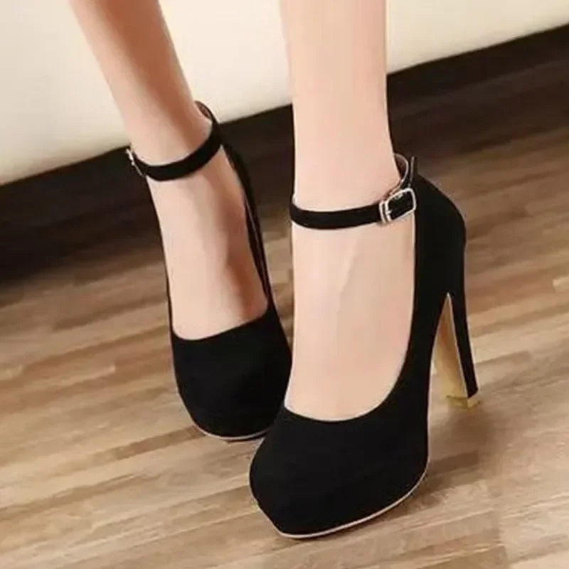 2023 High Heel Wome Shoe Spring New Thick Heel Work Shoes Versatile High Heel Shoes Black Fashion Women Shoe Zapatos Mujer