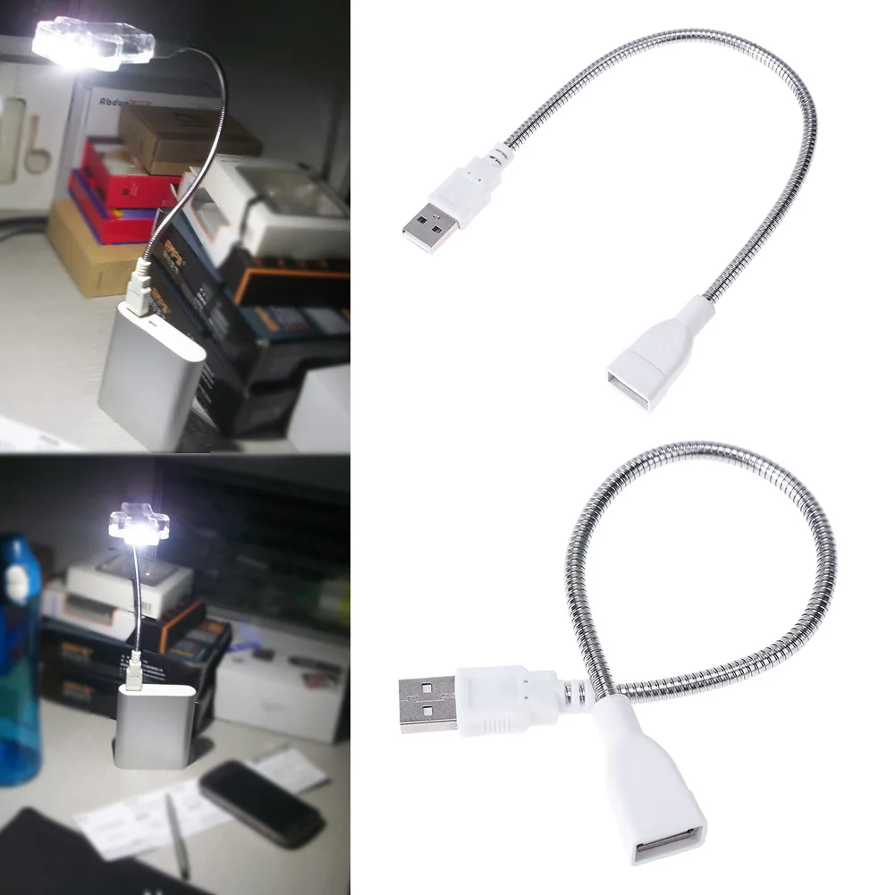 USB Male to Female Extension LED Light Adapter Cable Metal Flexible Tube