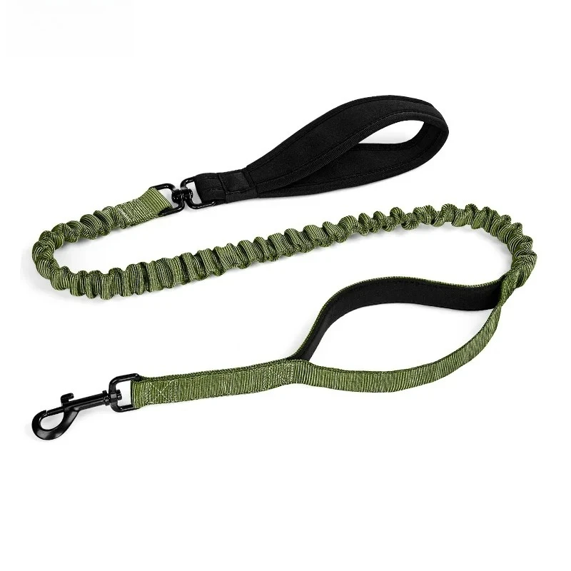 

Новый эластичный поводок для собак с амортизацией и двумя мягкими ручками управления для средних и больших собак.