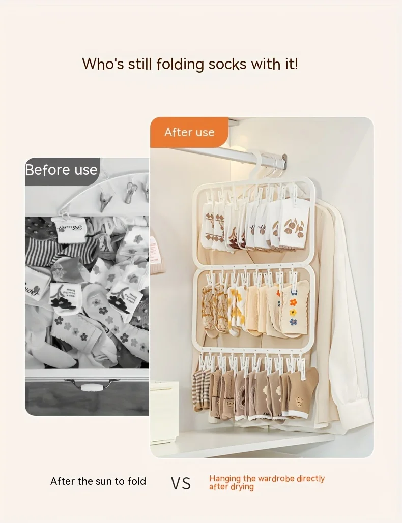 Multi-clip Socke Trocknen Rack Multi-funktionale Abnehmbare platzsparende Socken Unterwäsche Baby Speichel Handtuch Haushalt Lagerung Rack – Detail 3