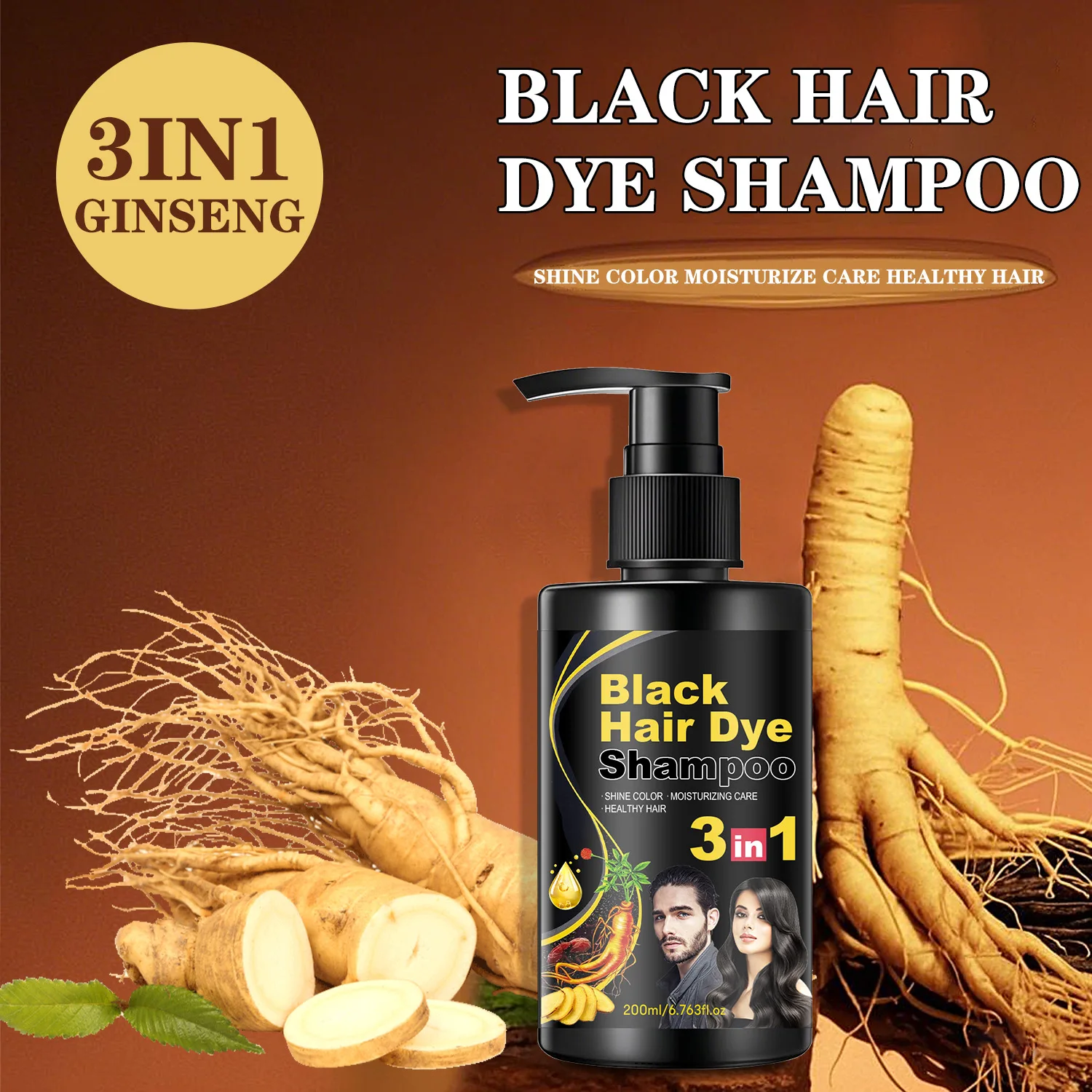 Black Hair Shampoo Natural Black Color Increases Hair Shine and Improves Hair Appearance