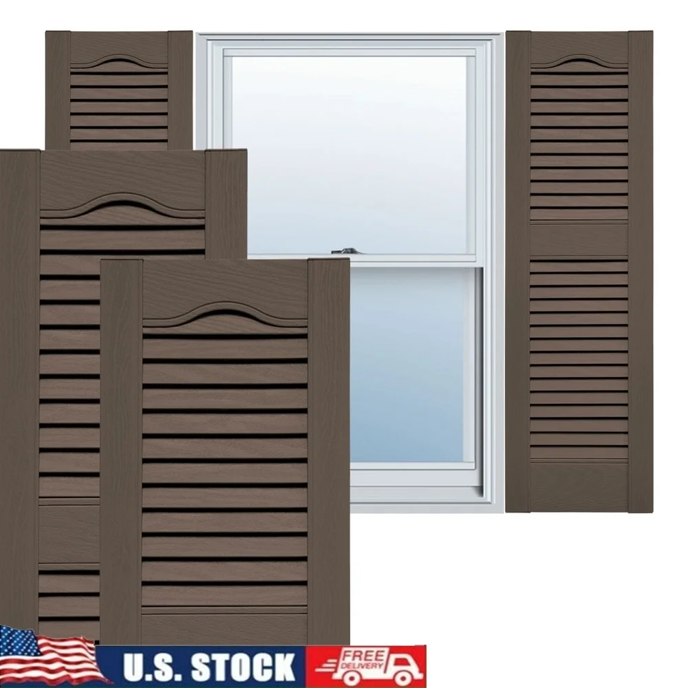 

Durable Vinyl Louver Window Shutters Outdoor Decorative Shutter Pair with Hardware Easy Installation Accent Home Exterior