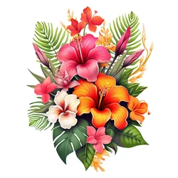 Watercolor Tropical Flowers Sticker, Water-proof Home Wall Decal, Used for Wall, Bathroom, Cabinet, Door,Toilet, Car, Laptop