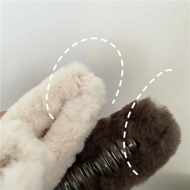 Soft Milk Coffee Color Series Imitation Fur Rabbit Fur Back Head Updo Hair Claw Warm Large Plush Shark Clip Barrettes Hair Claws