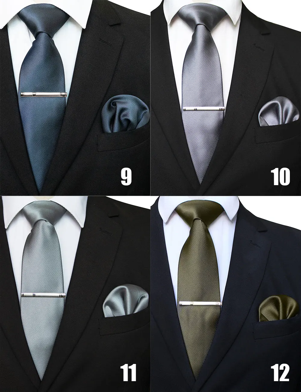 EASTEPIC 8 cm klassische graue Twill-Krawatten für Herren, Anzüge, Krawatten-Set, Clip, Taschentuch, Herren-Accessoire, Hochzeit, Party – Detail 6