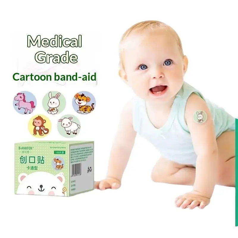 100Pcs/box Skin Vaccine Injection Hole Patch Cartoon Hemostasis Band Aid Adhesive Bandage Kawaii Wound Plaster Patches For Kid