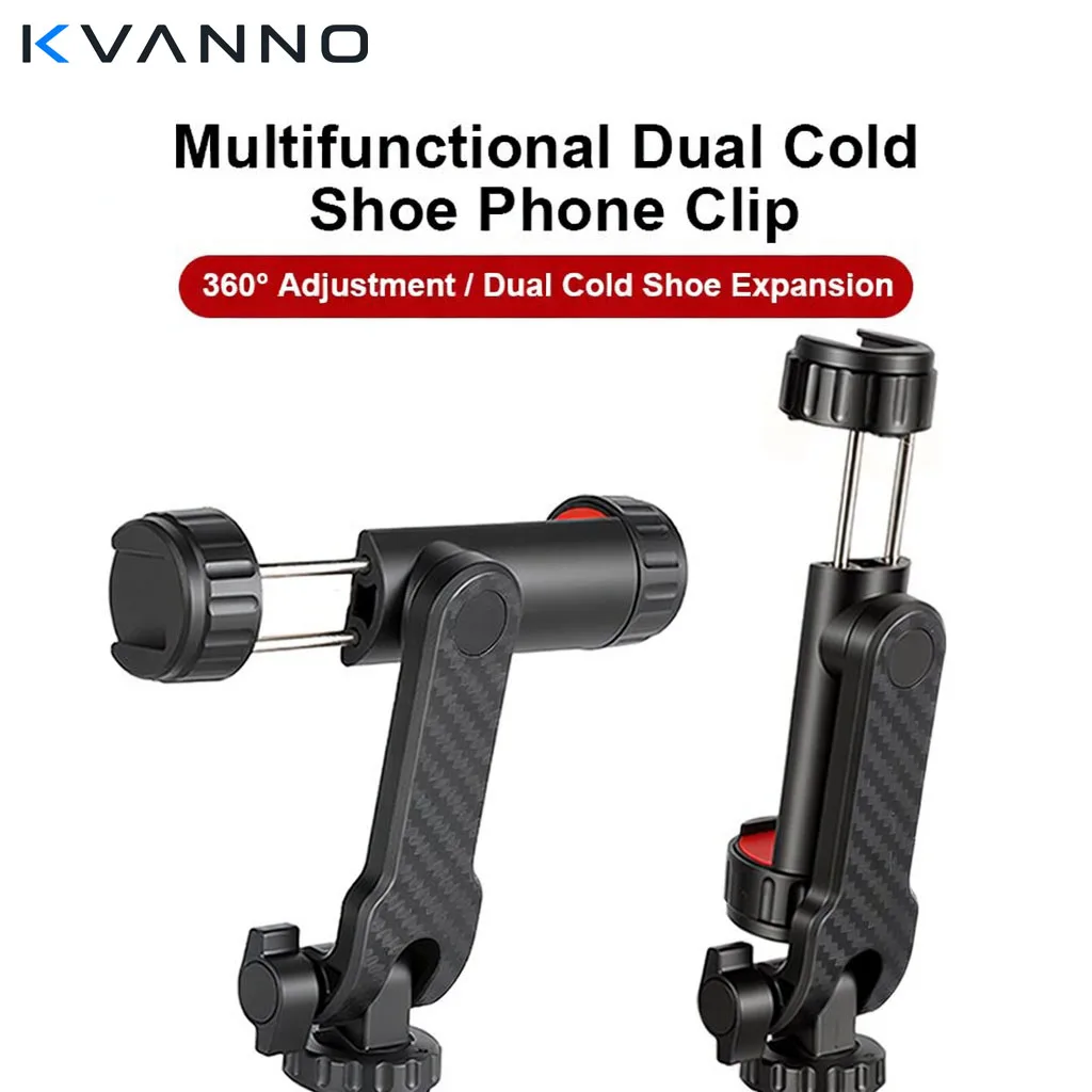 KVANNO 360° Universal Mobile Phone Clip Holder for iPhone Samsung Xiaomi 1/4" Screw Tripod Mount Adapter