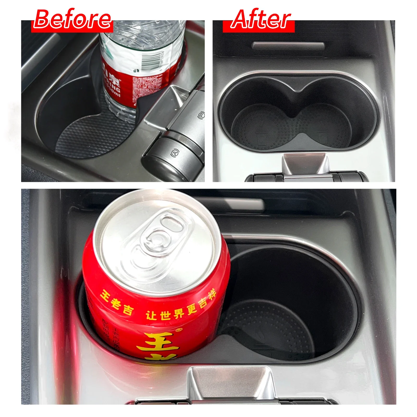 Cup Holder Storage Box Shock-Absorbing Central Armrest Cup Tray TPE Tidying For BYD Dolphin 6