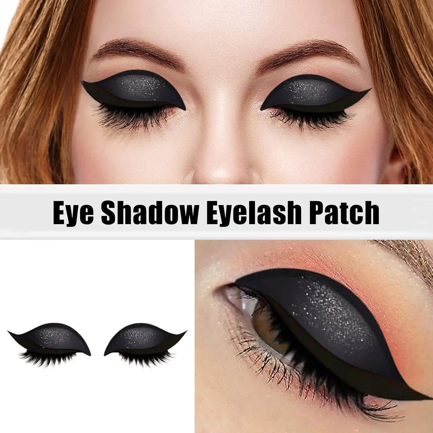 2-in-1 Reusable Eyeshadow & False Lashes Stickers - Lazy Design Eyelid Patches for Party Events/Festive Makeup Accessories/Daily