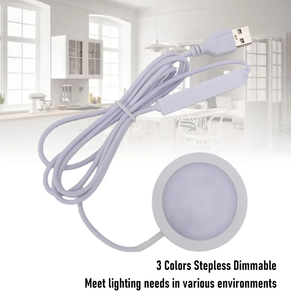 3W Mini Spotlight Aluminum Alloy 3 Color Stepless Dimmable LED Spotlight White Adhesive Surface Mounted Display Case Lamp