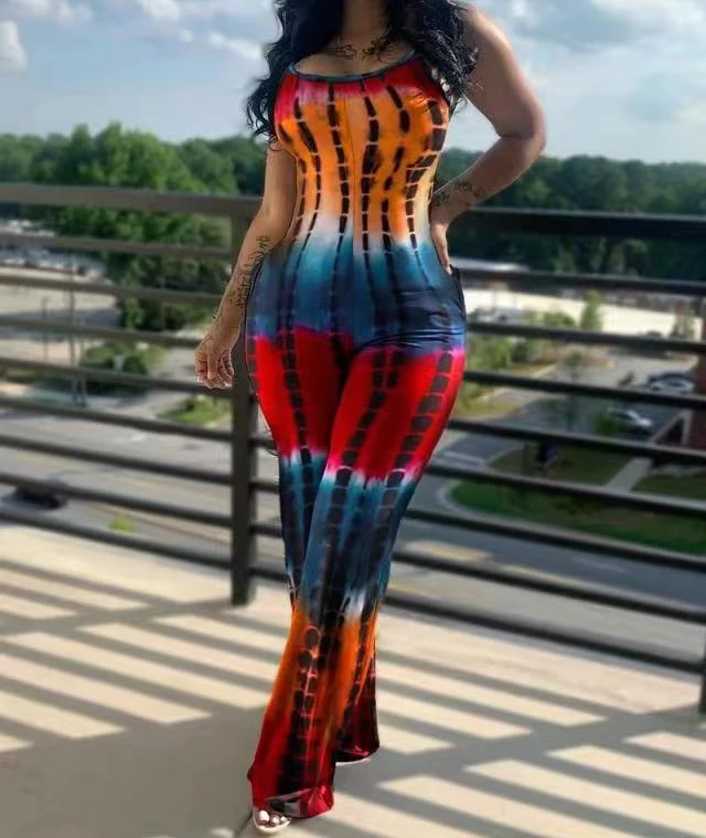 

Sexy Woman Jumpsuits Streetwear Summer 2024 New Fashion Versatile Print Sleeveless Slim Fit Open Buttocks Jump Suits for Female