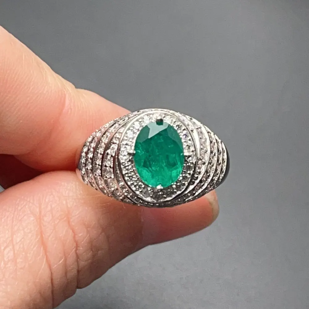 

Лабораторное кольцо с кристаллами изумрудного цвета для вечеринки, кольцо из серебра 925 пробы с зеленым драгоценным камнем и толстым позолотой 18 карат