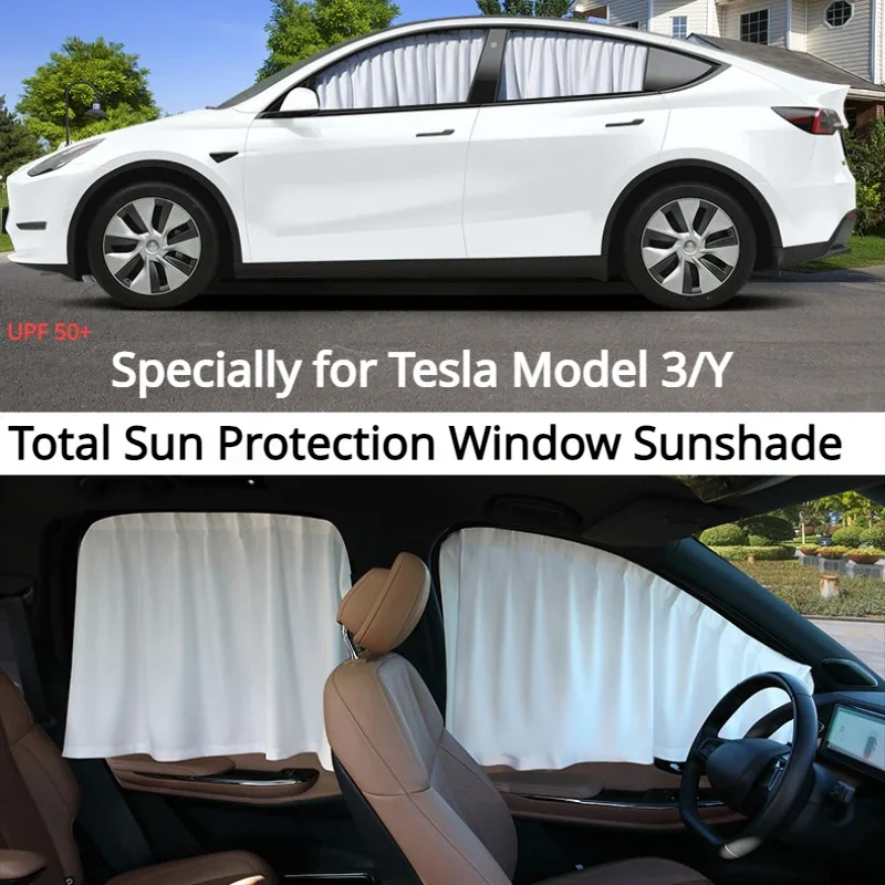 Side Window Sunshade Curtain for Tesla Model 3 Y Track Style Camping Privacy Sunscreen Insulated Curtain Windshield Blind Cover