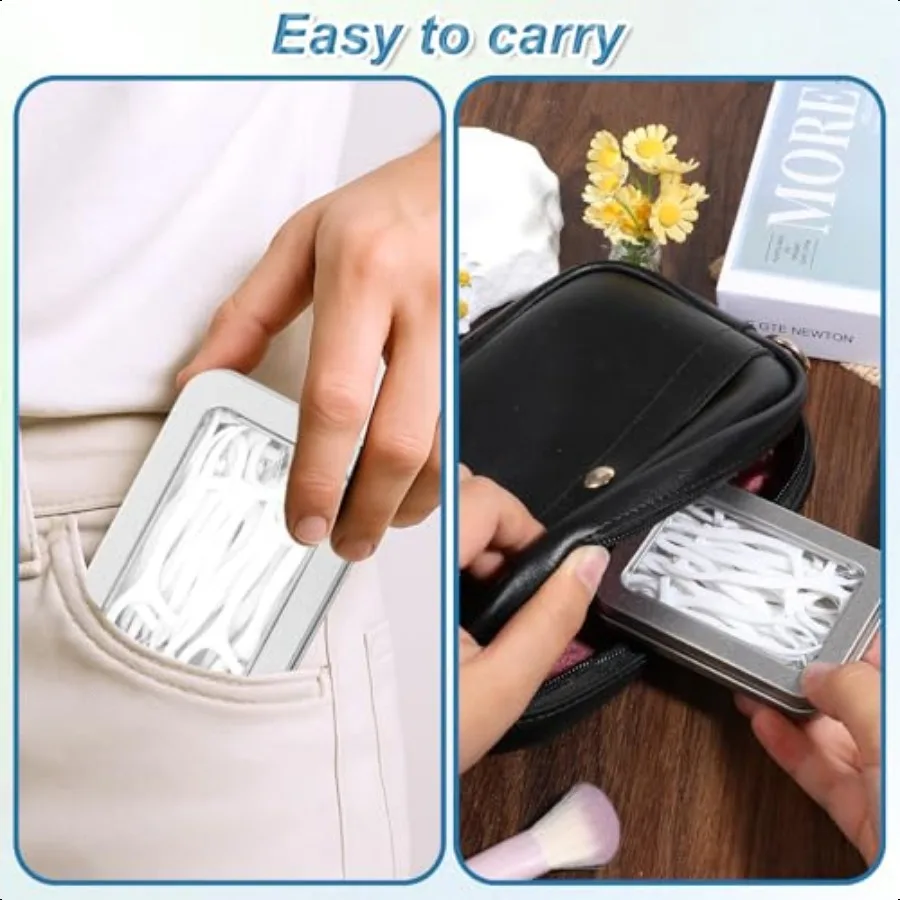 Étui de choix de fil dentaire Portable, 2 pièces, étui Qtips de voyage avec couvercle anti-poussière, distributeur de fil dentaire rechargeable pour voyage hôtel vide M