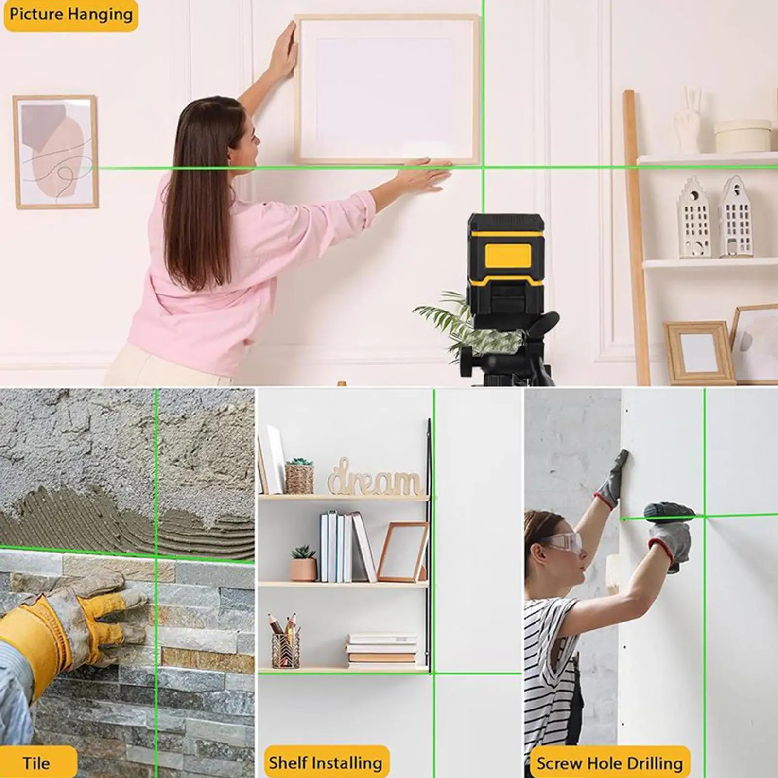 Cross Line Level With Tripod Precision Indoor Cross Line Level With Stand Alignment Leveler Gadget For Cabinet Window Wall