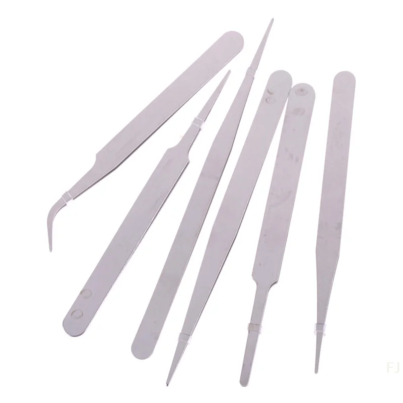 [YU]6Pcs/Set Stainless Steel Anti-static Tweezer Repair Maintenance Tools