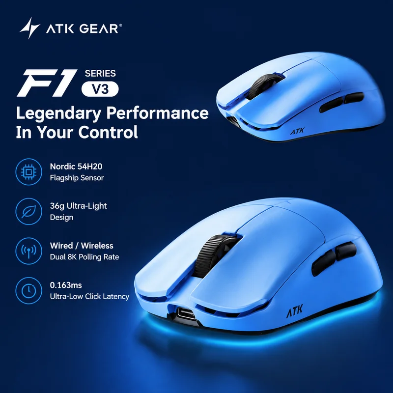 New ATK F1 V2 V3 ULTIMA+ series Wireless Mouse 36g event grade lightweight Ergonomic Gaming Office Mice For Small Medium Hands