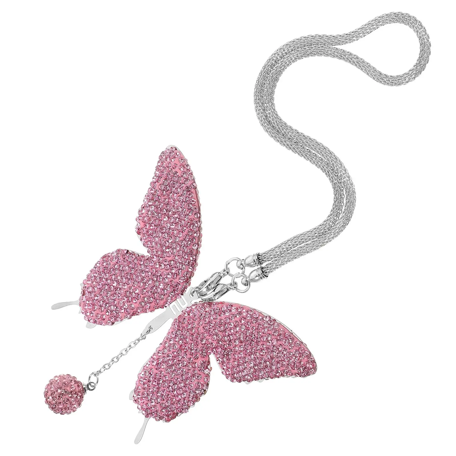 

Butterfly Pendant Hanging Decoration Rhinestone Rear Car Mirror Hanging Accessories View Mirror Accessories Adorable Car Supply