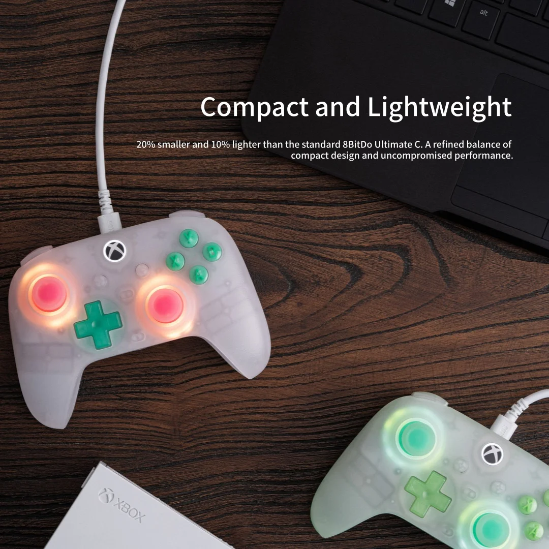 8BitDo Ultimate Mini Wired Controller for Xbox Gamepad with RGB Lighting Fire Ring for Xbox Series X|S, Xbox One, Windows 10/11