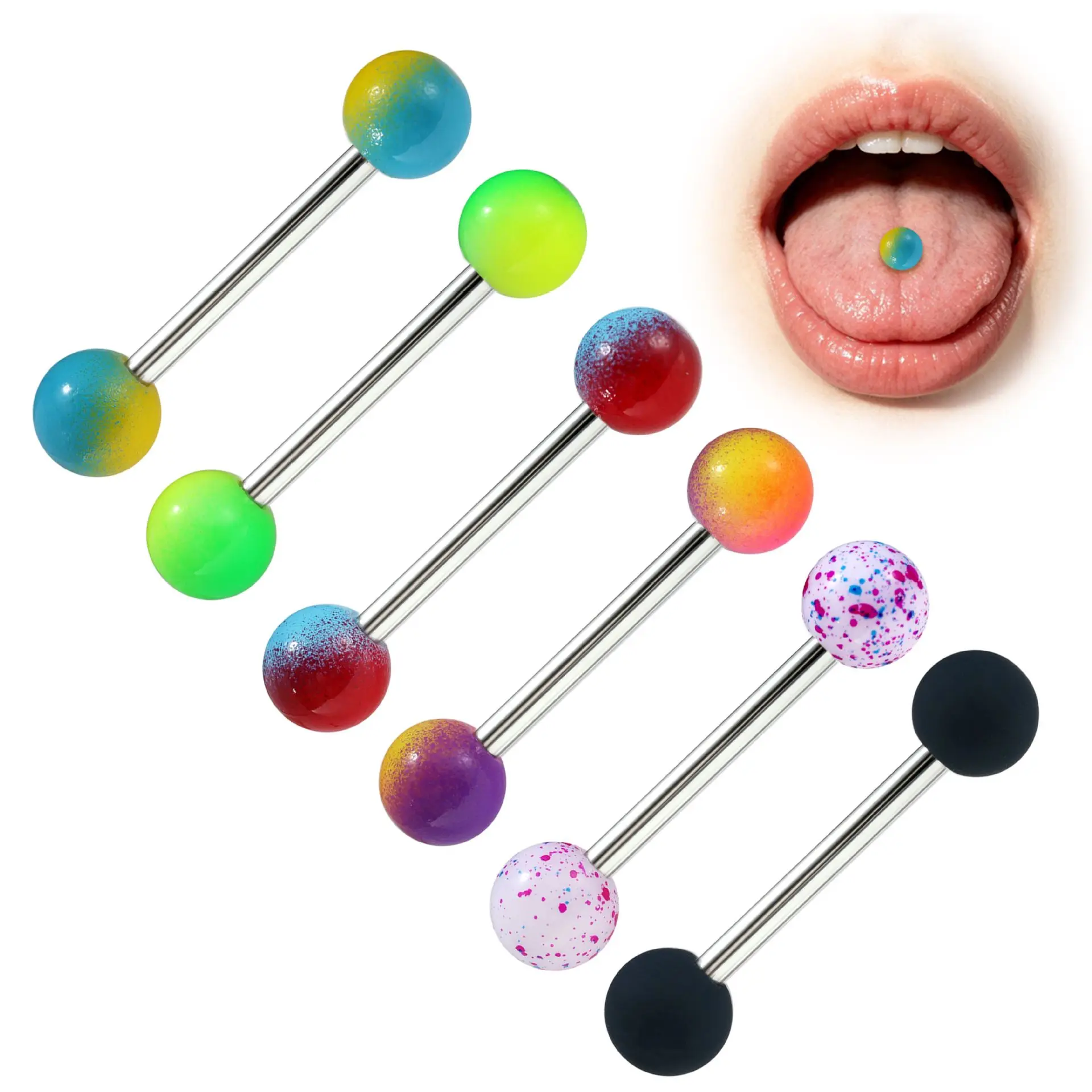 Mixed color two-color gradual change tongue nail milk nail Japanese acrylic thorn jewelry